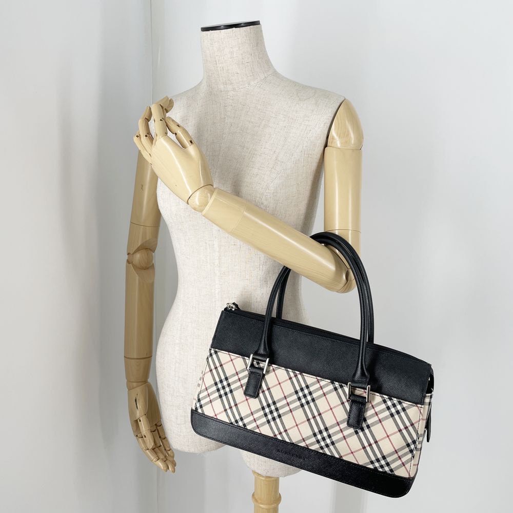 BURBERRY(バーバリー) ロゴ チェック ヴィンテージ ハンドバッグ キャンバス/レザー レディース【中古AB】20240714