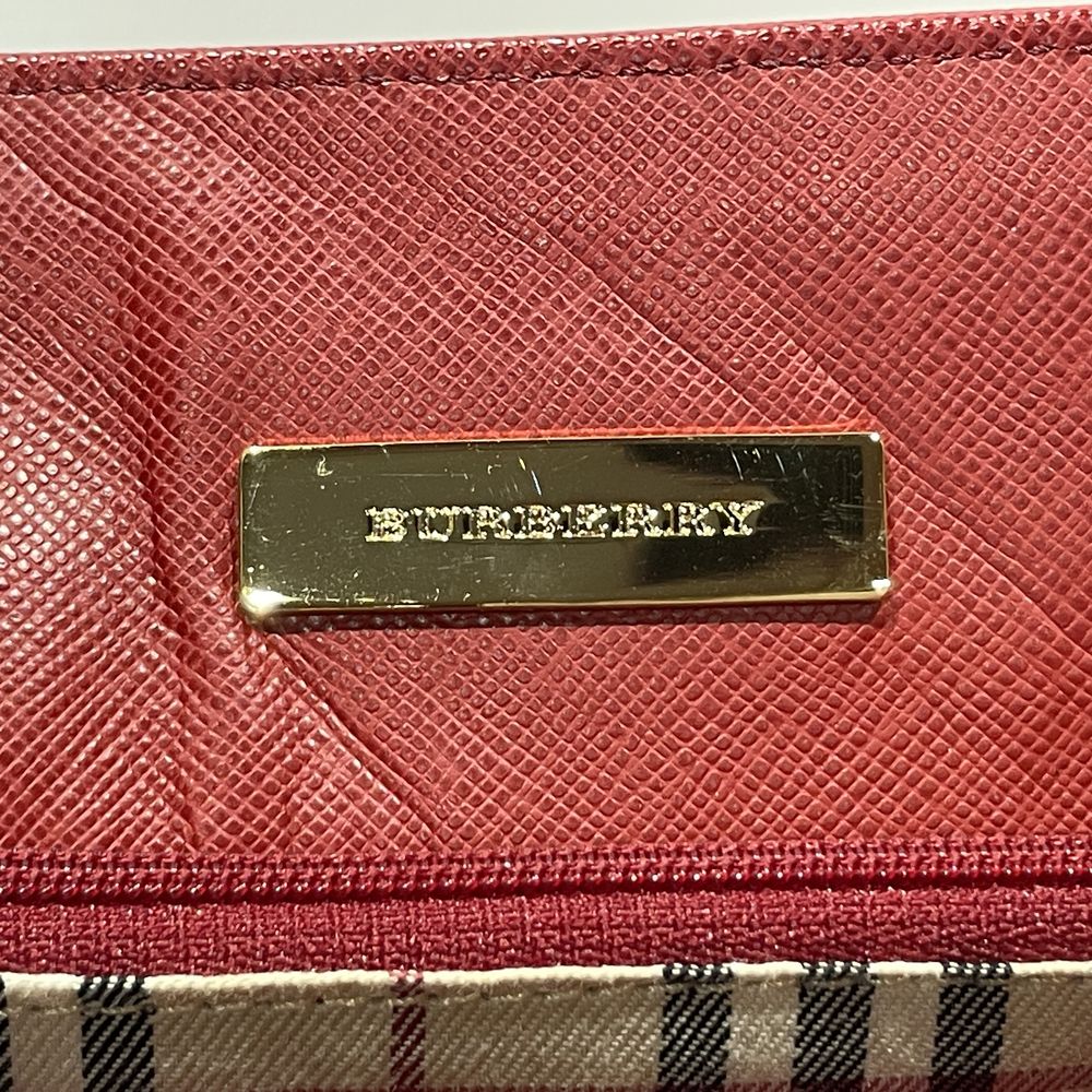 BURBERRY(バーバリー) ロゴ プレート 内部チェック ハンドバッグ レザー レディース【中古AB】20240713