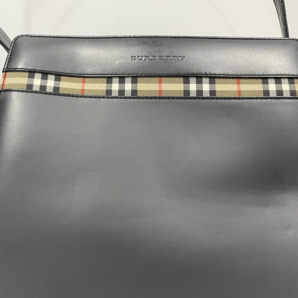 BURBERRY(バーバリー) ロゴ 一部チェック ワンショルダー ショルダーバッグ レザー レディース【中古AB】20240714