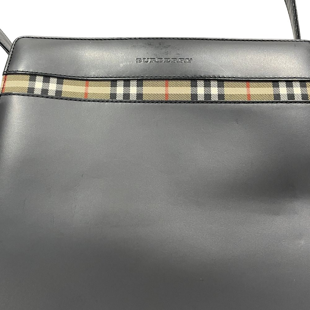 BURBERRY(バーバリー) ロゴ 一部チェック ワンショルダー ショルダーバッグ レザー レディース【中古AB】20240714