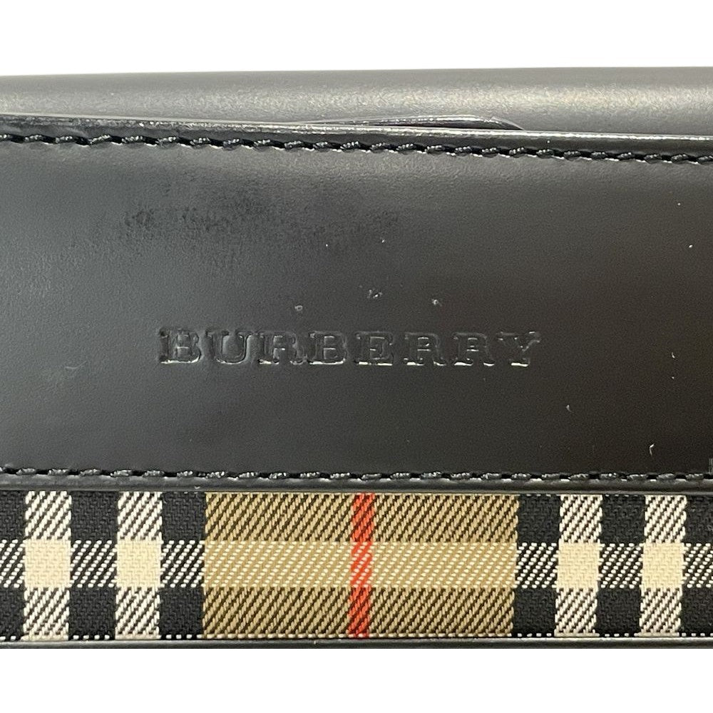 BURBERRY(バーバリー) ロゴ 一部チェック ワンショルダー ショルダーバッグ レザー レディース【中古AB】20240714