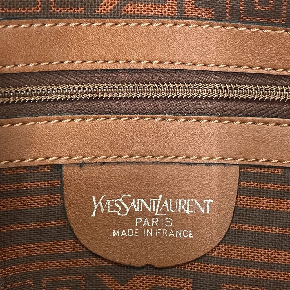 YVES SAINT LAURENT(イヴ・サンローラン) YSL ロゴ 民族 ヴィンテージ ボストンバッグ キャンバス/レザー レディース【中古B】20240714