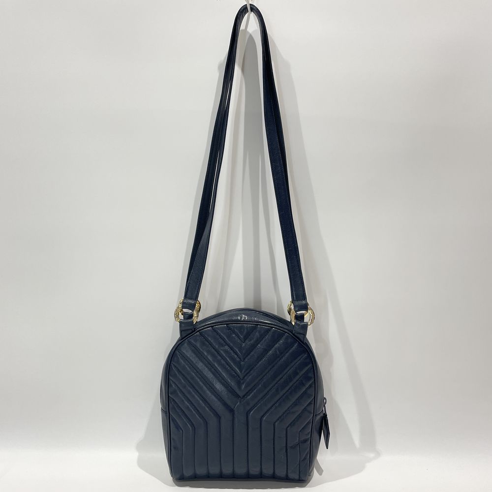 中古B/標準】YVES SAINT LAURENT イヴ・サンローラン Yライン キルティング 肩掛け ヴィンテージ レディース ショルダーバッグ  ネイビー20480476