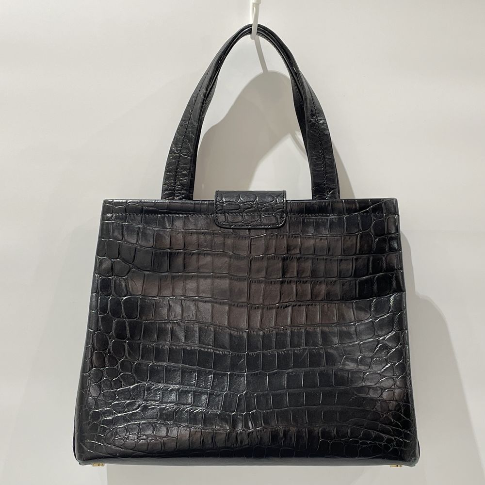 中古B/標準】Salvatore Ferragamo サルヴァトーレフェラガモ ヴァラ 型押し レディース ハンドバッグ AQ-21 8252  ブラック20480479