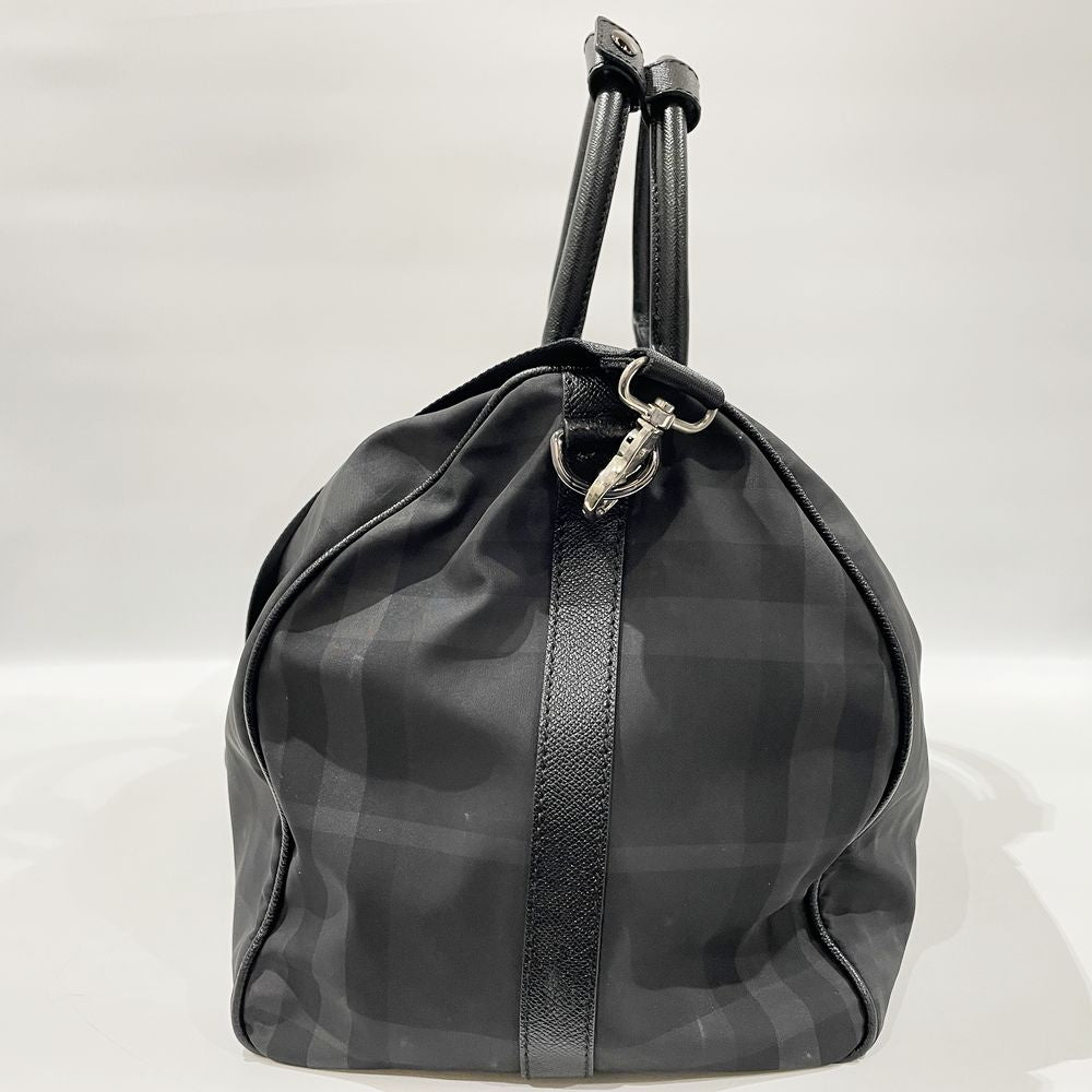 BURBERRY(バーバリー) ロゴ プレート チェック 2WAY ボストンバッグ ナイロン/レザー ユニセックス【中古B】20240714