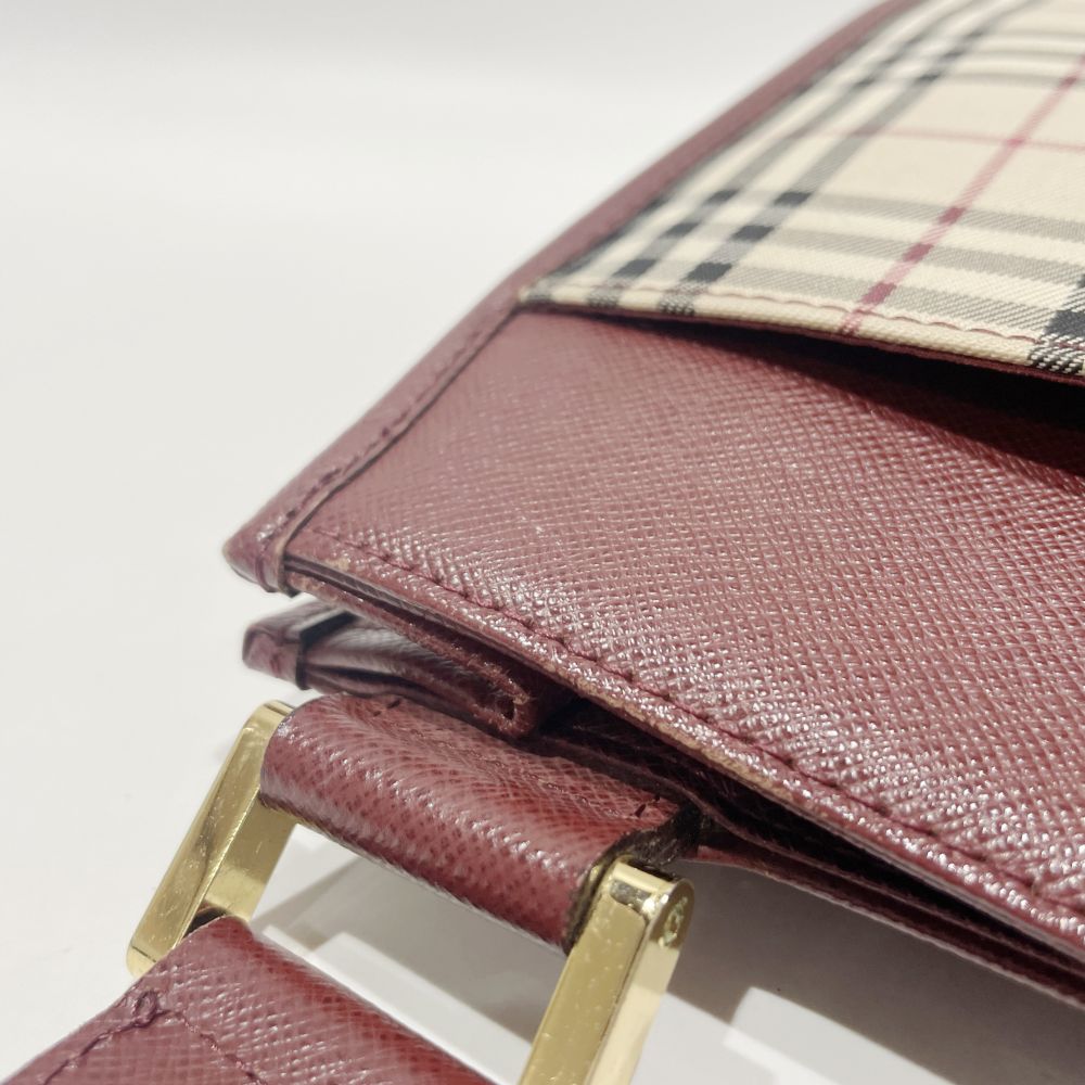 BURBERRY(バーバリー) ロゴ チェック 斜め掛け ショルダーバッグ キャンバス/レザー レディース【中古B】20240727