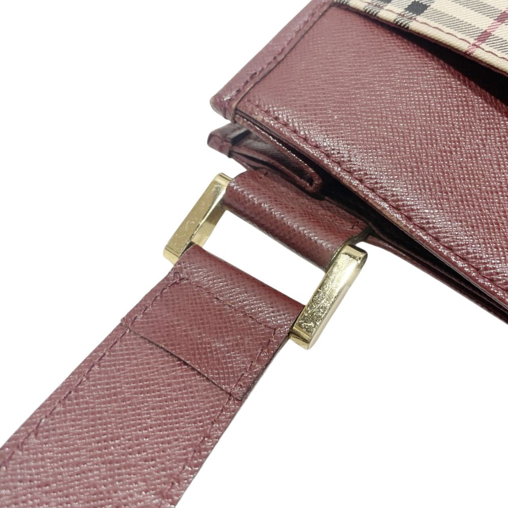 BURBERRY(バーバリー) ロゴ チェック 斜め掛け ショルダーバッグ キャンバス/レザー レディース【中古B】20240727