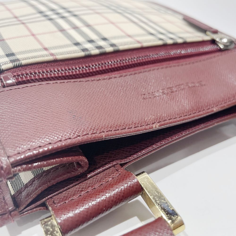 BURBERRY(バーバリー) ロゴ チェック 斜め掛け ショルダーバッグ キャンバス/レザー レディース【中古B】20240727