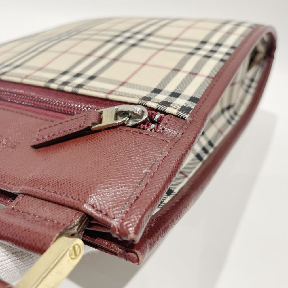 BURBERRY(バーバリー) ロゴ チェック 斜め掛け ショルダーバッグ キャンバス/レザー レディース【中古B】20240727