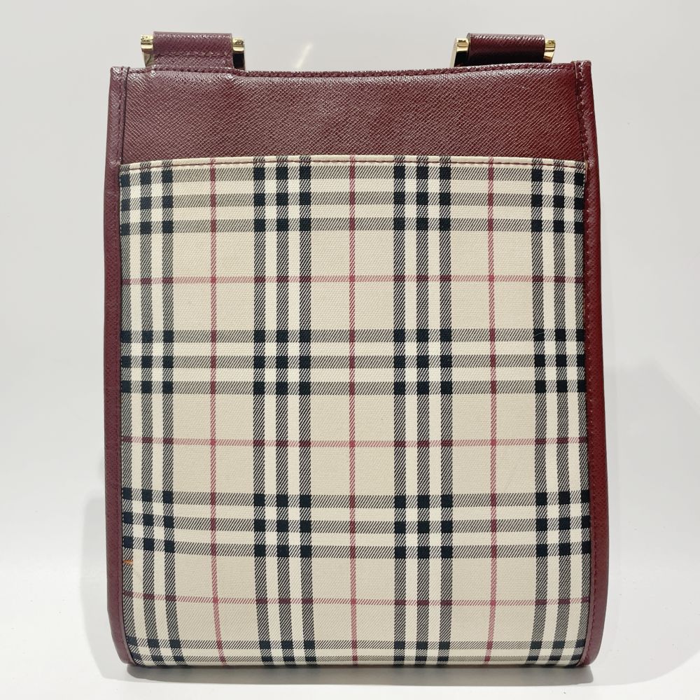 BURBERRY(バーバリー) ロゴ チェック 斜め掛け ショルダーバッグ キャンバス/レザー レディース【中古B】20240727