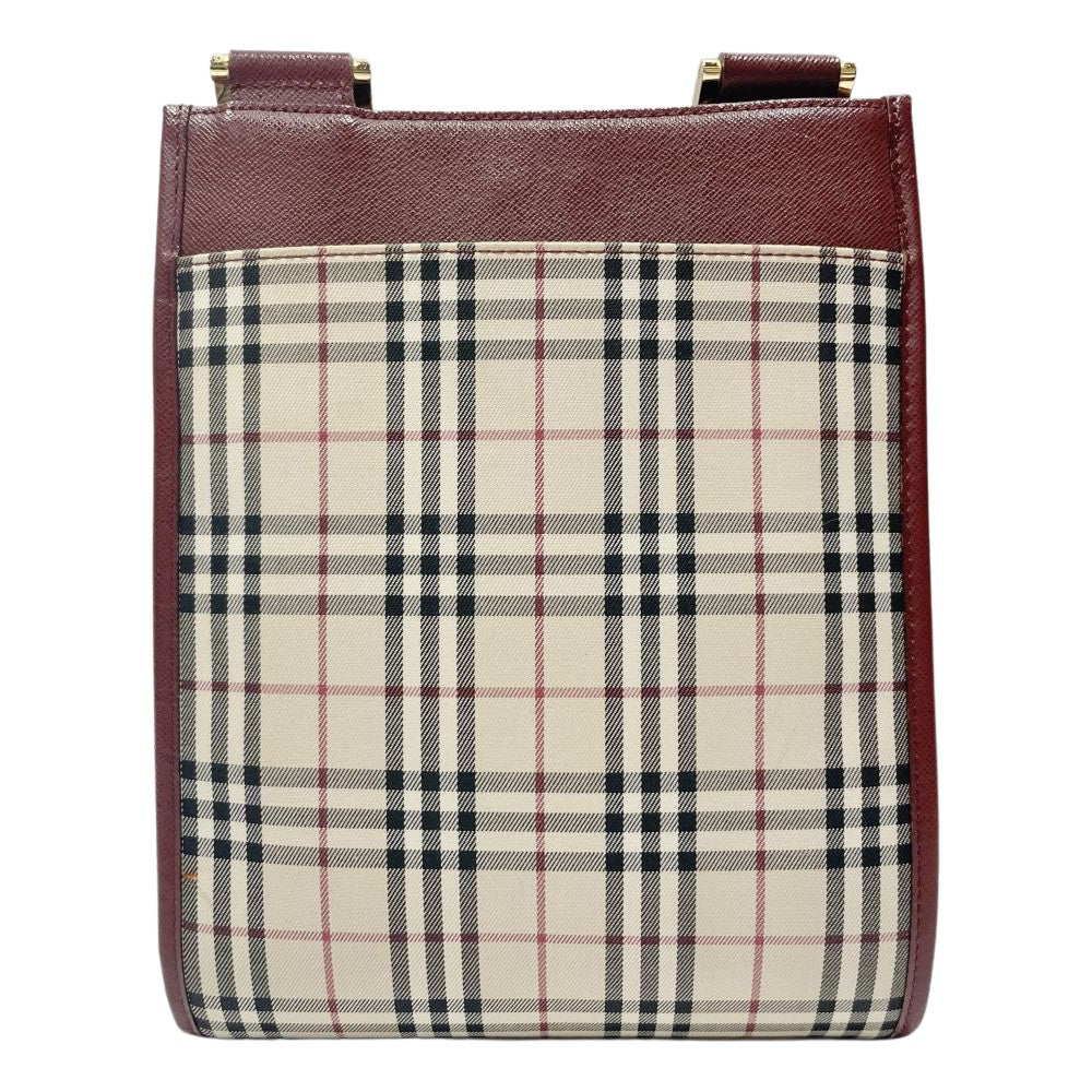 BURBERRY(バーバリー) ロゴ チェック 斜め掛け ショルダーバッグ キャンバス/レザー レディース【中古B】20240727