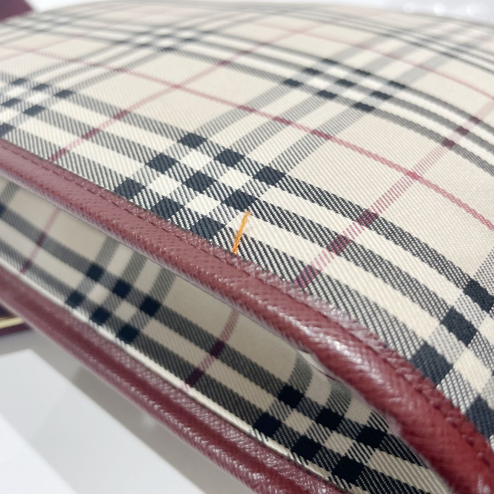 BURBERRY(バーバリー) ロゴ チェック 斜め掛け ショルダーバッグ キャンバス/レザー レディース【中古B】20240727