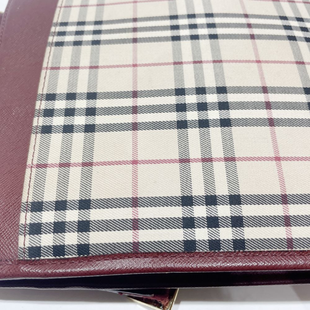 BURBERRY(バーバリー) ロゴ チェック 斜め掛け ショルダーバッグ キャンバス/レザー レディース【中古B】20240727