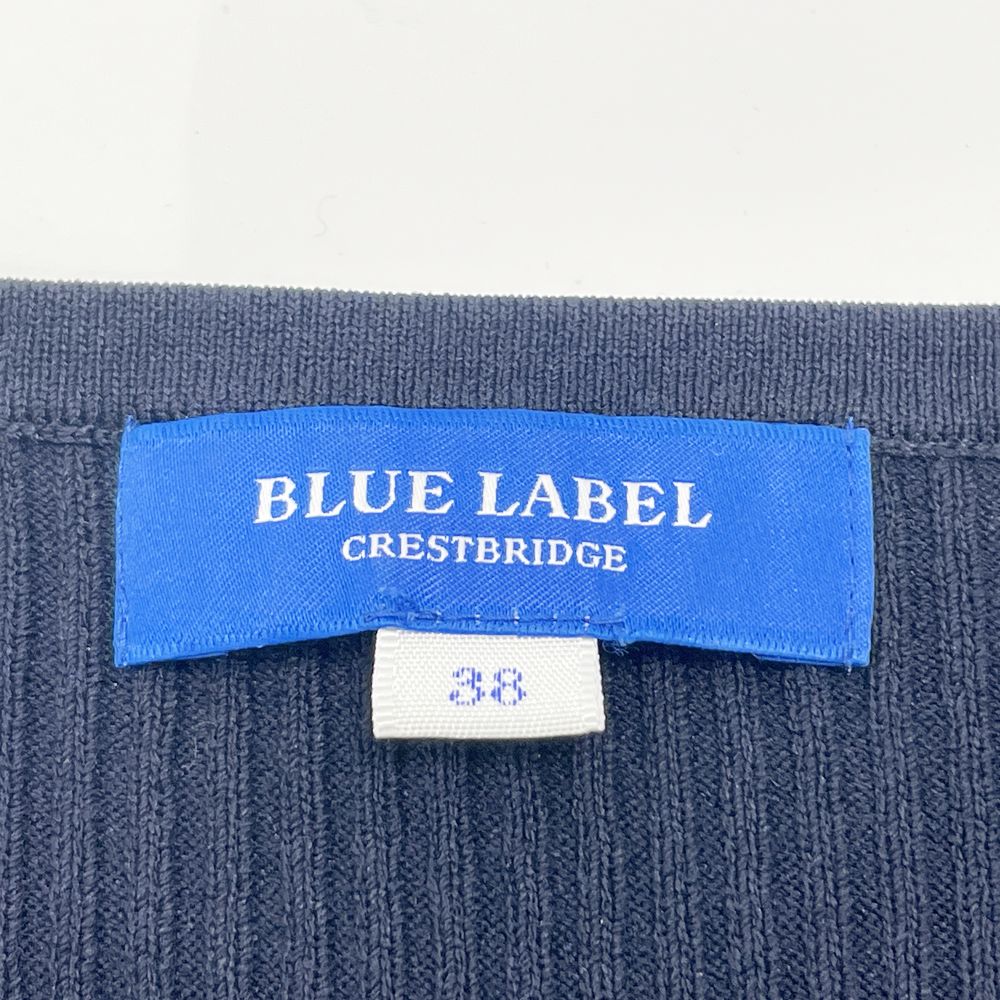 中古AB/使用感小】BURBERRY BLUE LABEL バーバリーブルーレーベル クレストブリッジ RESTBRIDGE ニット切替 チェック  ベルト付 レディース ワンピース ネイビー20480526