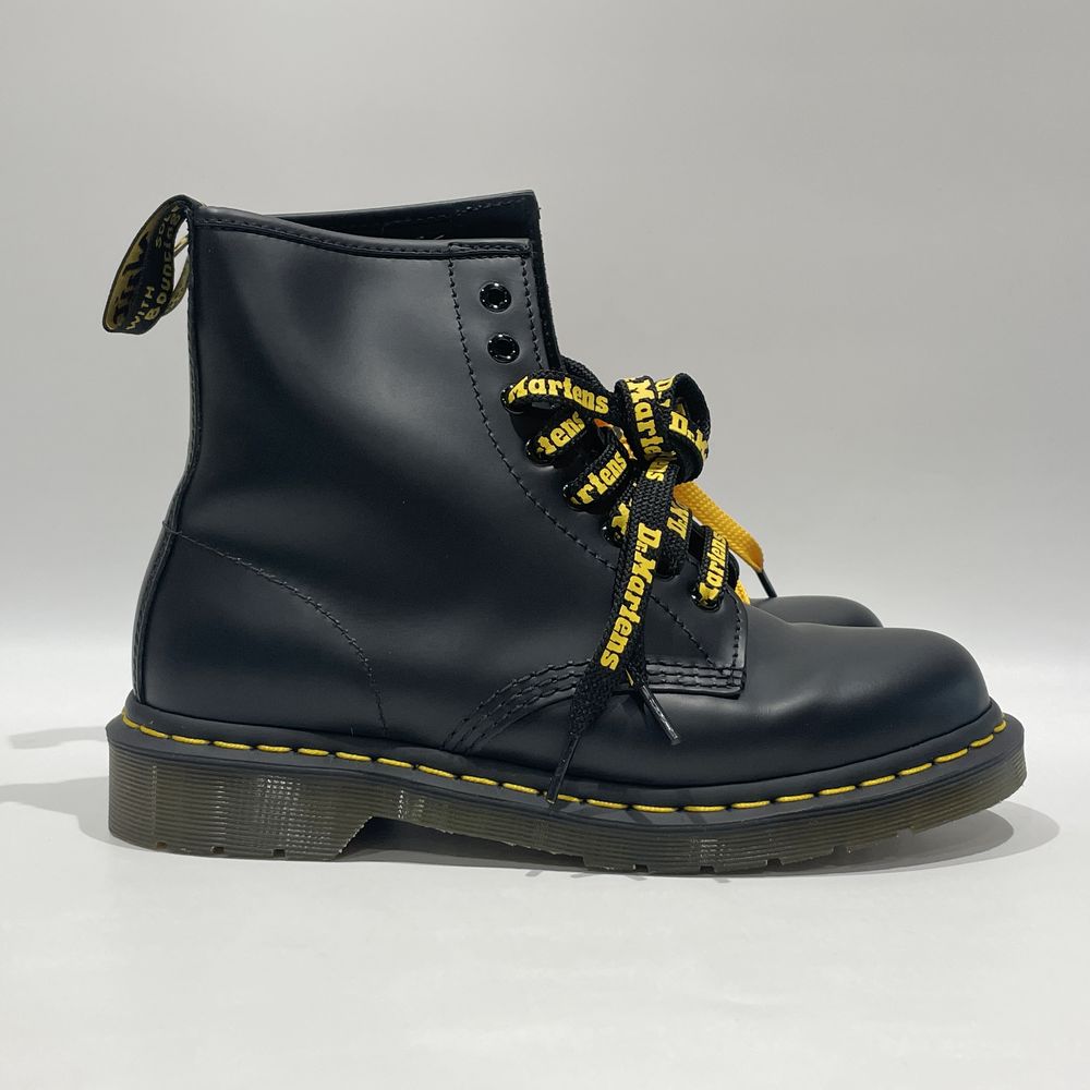 中古AB/使用感小】Dr.Martens ドクターマーチン 1460 8ホール イエローステッチ レースアップ UK7 ユニセックス ブーツ 10072  ブラック20480551