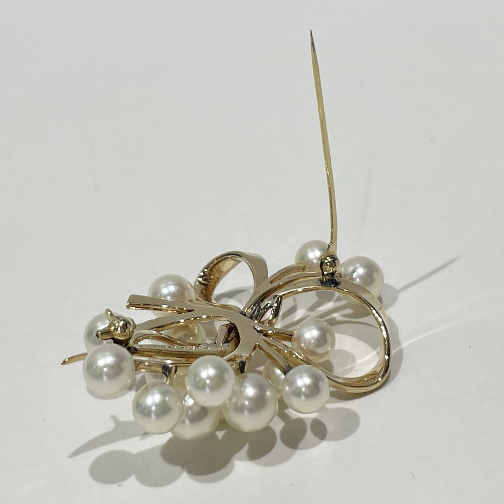 MIKIMOTO(ミキモト) アコヤパール 真珠 リボン 5ｍｍ～8mm ブローチ K14イエローゴールド レディース【中古】20240715