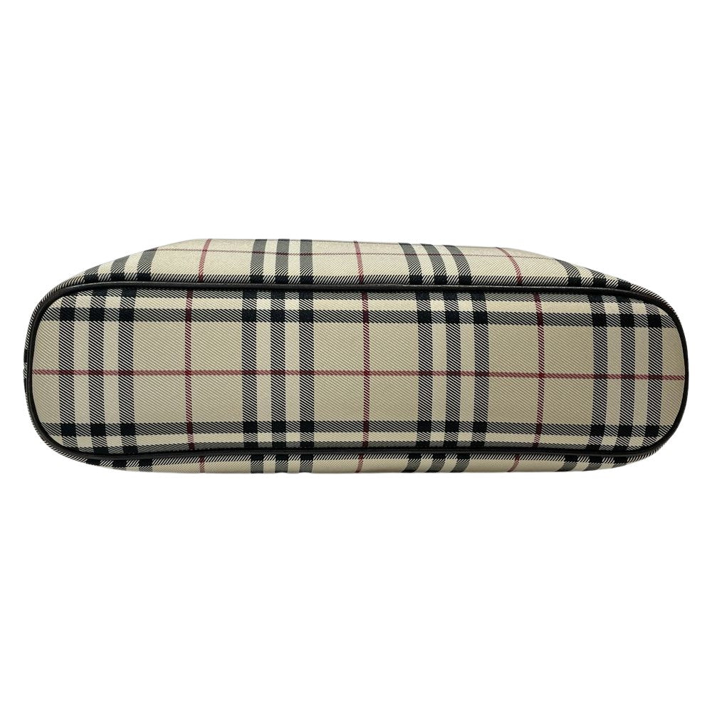 BURBERRY(バーバリー) ロゴ プレート チェック トートバッグ キャンバス/レザー レディース【中古B】20240713