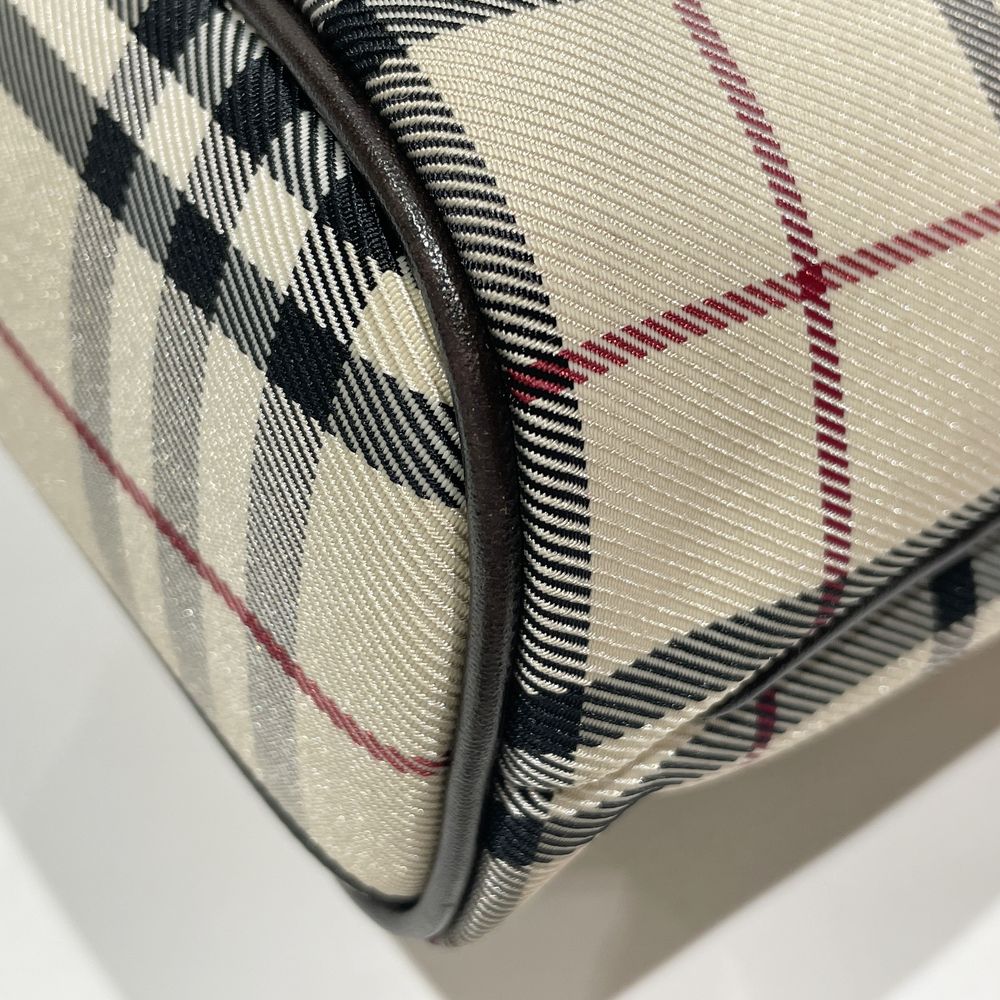 BURBERRY(バーバリー) ロゴ プレート チェック トートバッグ キャンバス/レザー レディース【中古B】20240713