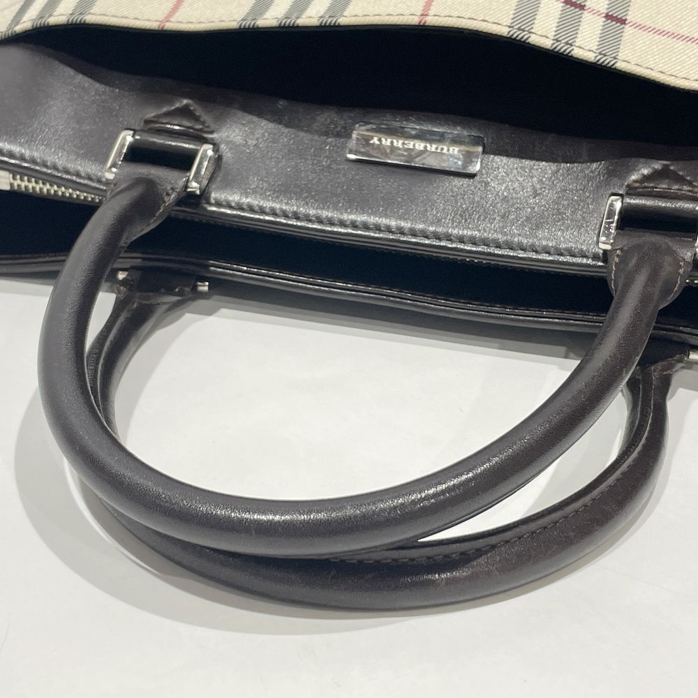 BURBERRY(バーバリー) ロゴ プレート チェック トートバッグ キャンバス/レザー レディース【中古B】20240713