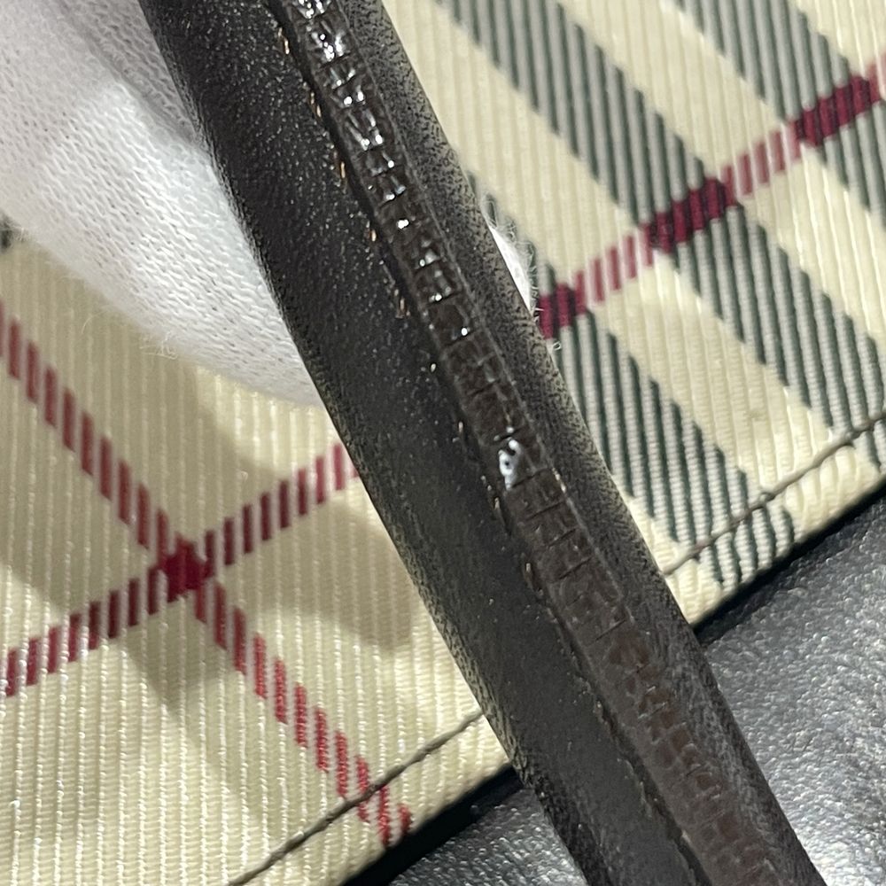 BURBERRY(バーバリー) ロゴ プレート チェック トートバッグ キャンバス/レザー レディース【中古B】20240713