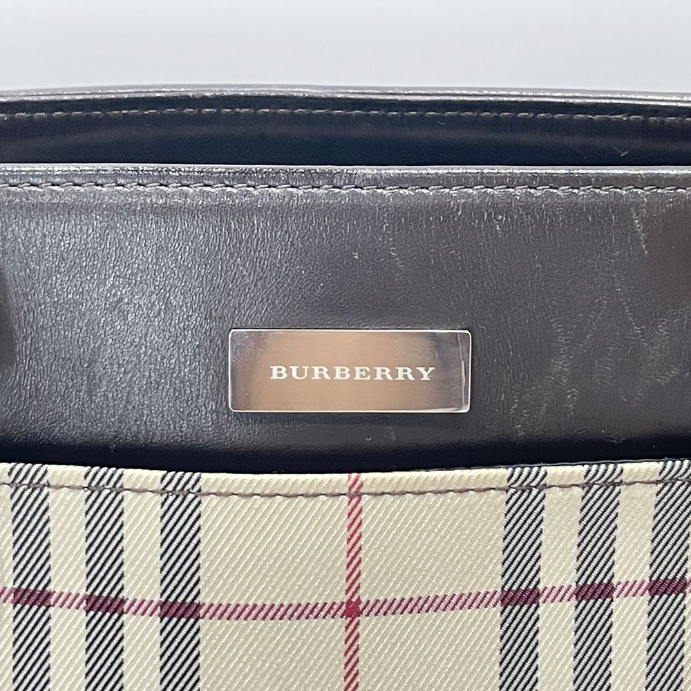 BURBERRY(バーバリー) ロゴ プレート チェック トートバッグ キャンバス/レザー レディース【中古B】20240713