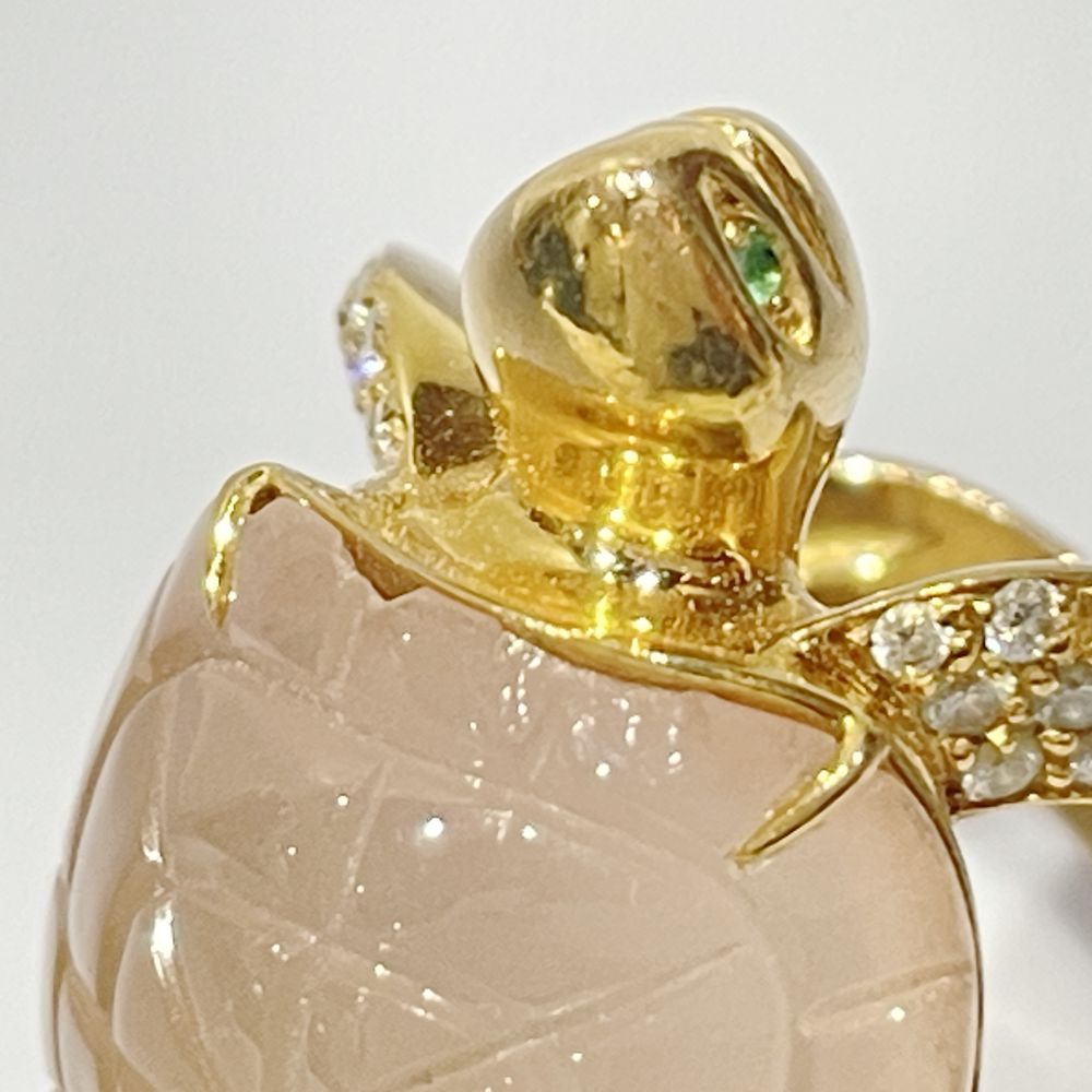 Boucheron(ブシュロン) トルチュ ローズクォーツ エメラルド カメ 亀 タートル アニマルコレクション 52/11号 リング・指輪 K18ピンクゴールド/ダイヤモンド レディース【中古B】20240724