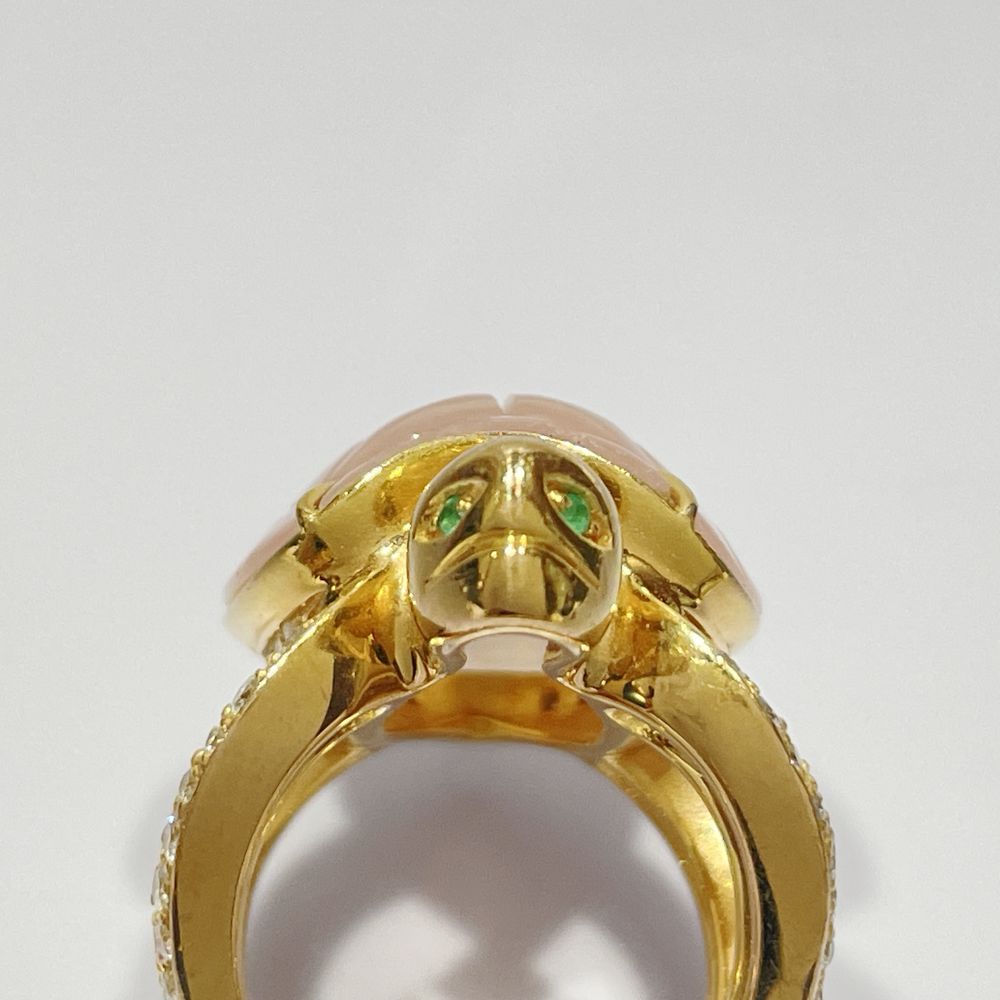 Boucheron(ブシュロン) トルチュ ローズクォーツ エメラルド カメ 亀 タートル アニマルコレクション 52/11号 リング・指輪 K18ピンクゴールド/ダイヤモンド レディース【中古B】20240724