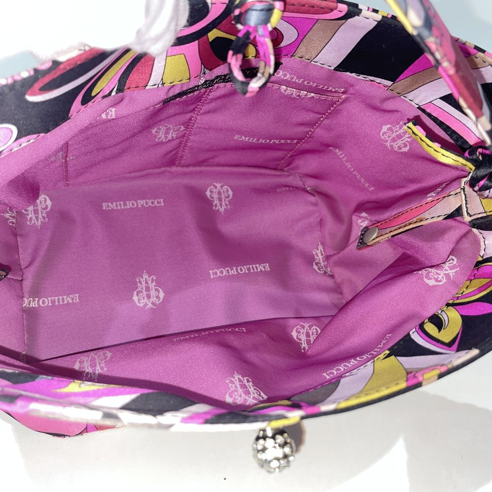 中古B/標準】Emilio Pucci エミリオプッチ 総柄 ポーチ付き ビジュー金具 レディース ハンドバッグ ピンク20481760