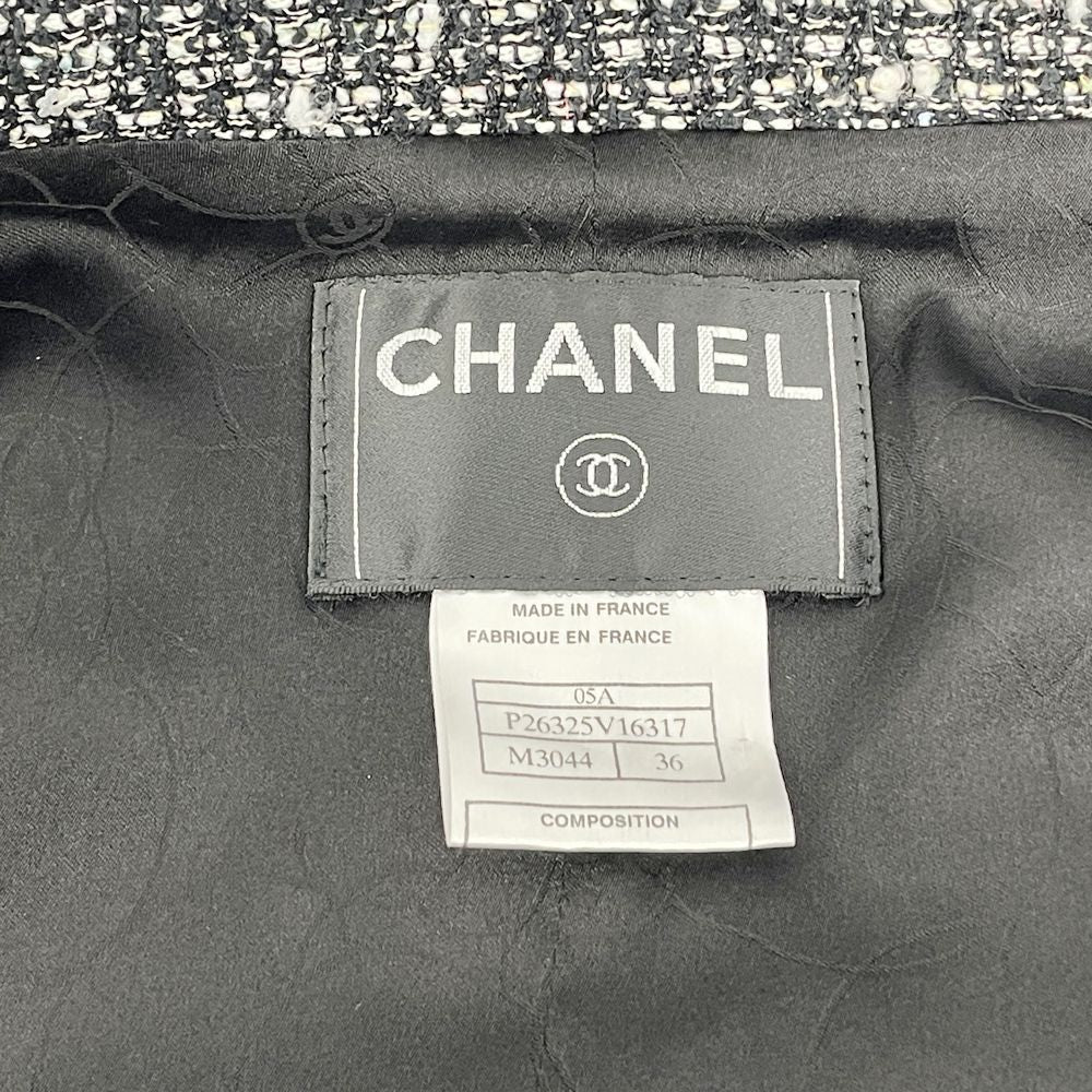 中古A/美品】CHANEL シャネル サイズ36 05A ファンシーツイード レディース テーラードジャケット マルチ20481777