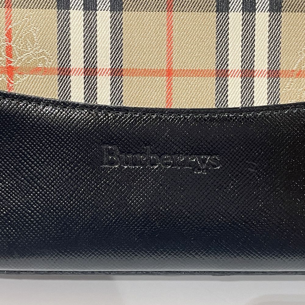 BURBERRY(バーバリー) ロゴ チェック チャーム付き ハンドバッグ キャンバス/レザー レディース【中古B】20240720