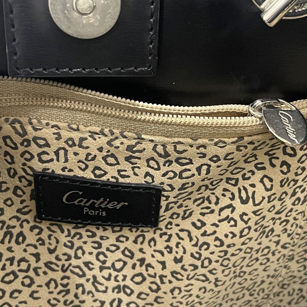 中古B/標準】CARTIER カルティエ パンテール パンサー シルバー金具 レディース トートバッグ ブラック×シルバー20482200