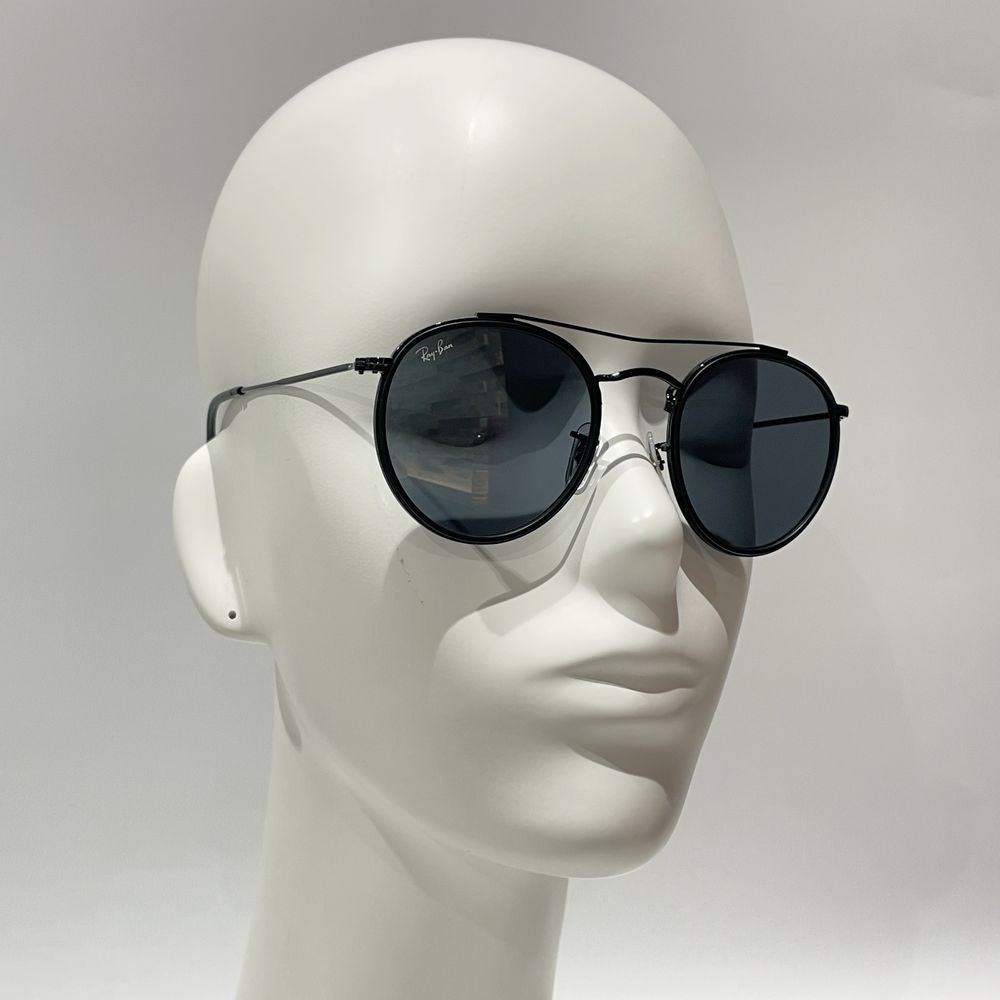 Ray-Ban(レイバン) ラウンドダブルブリッジ ミル打ち フラット コンビ RB3647N 002/R5 サングラス メタル/プラスチック ユニセックス【中古AB】20240720