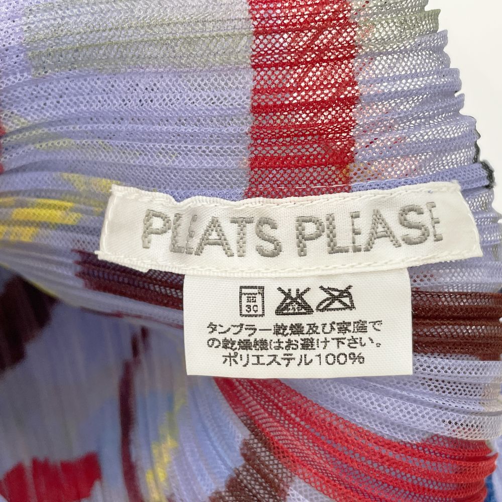 PLEATS PLEASE(プリーツプリーズ) イッセイミヤケ プリーツ加工 総柄 ノースリーブ シャツ サイズ5 PP12-JE421 カットソー ポリエステル レディース【中古AB】20240719