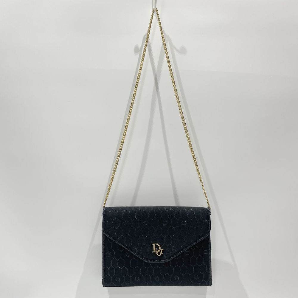 Christian Dior(クリスチャンディオール) ロゴ金具 ハニカム チェーン 斜め掛け ヴィンテージ ショルダーバッグ キャンバス/レザー レディース【中古AB】20240727