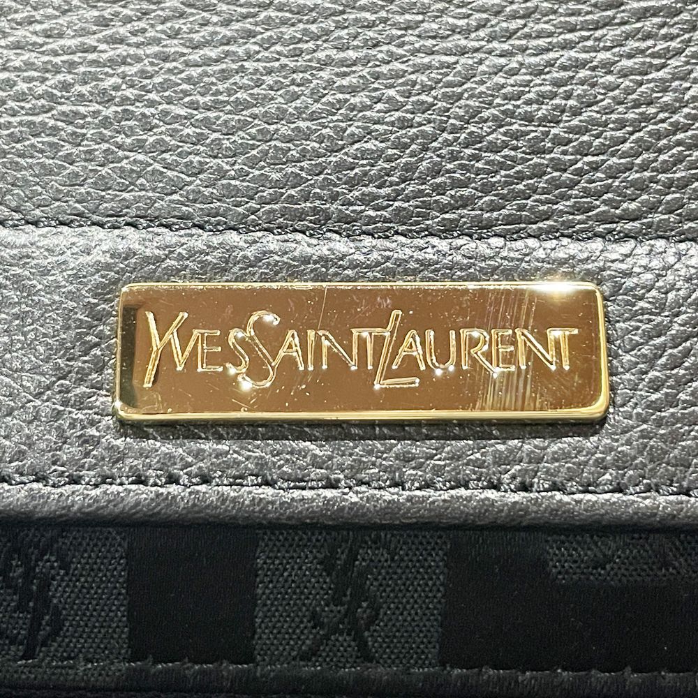 YVES SAINT LAURENT(イヴ・サンローラン) サイド 編み込み デザイン スクエア型 ヴィンテージ トートバッグ レザー レディース【中古AB】20240727