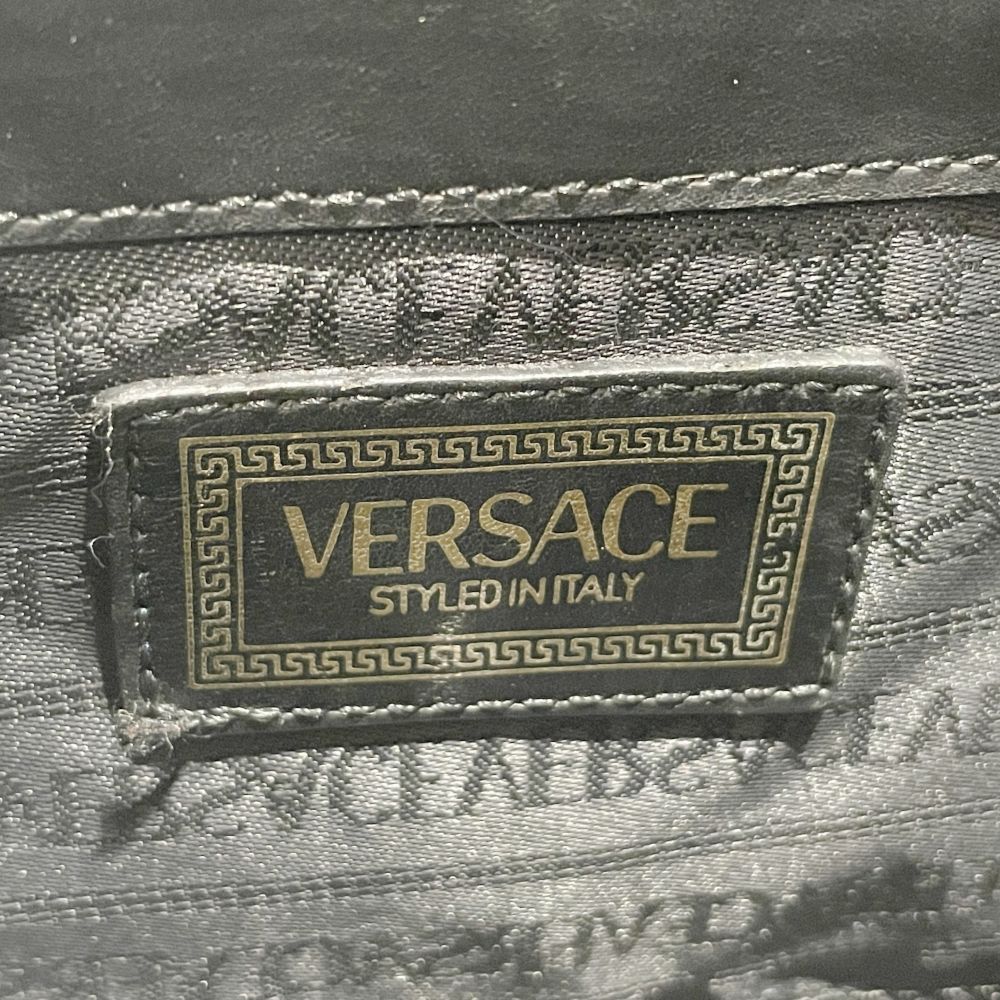 Gianni Versace(ジャンニ・ヴェルサーチ) サンバースト グレカ 型押し ヴィンテージ ハンドバッグ レザー レディース【中古B】20240727