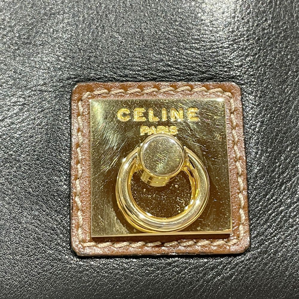 CELINE(セリーヌ) ロゴ リング金具 バイカラー ヴィンテージ クラッチバッグ レザー レディース【中古AB】20240727