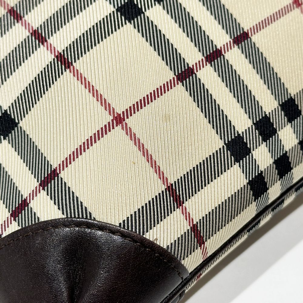 BURBERRY(バーバリー) ロゴ プレート チェック 斜め掛け ショルダーバッグ キャンバス/レザー レディース【中古B】20240727