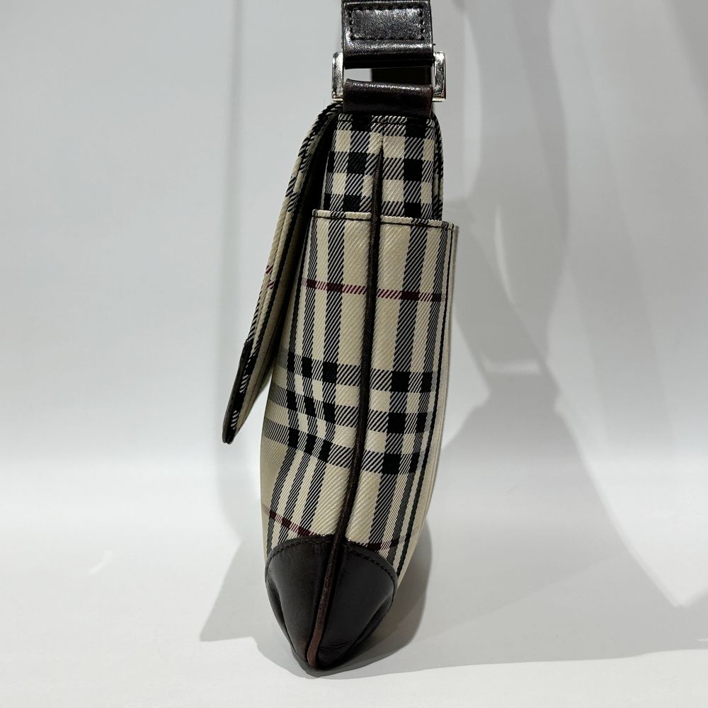 BURBERRY(バーバリー) ロゴ プレート チェック 斜め掛け ショルダーバッグ キャンバス/レザー レディース【中古B】20240727