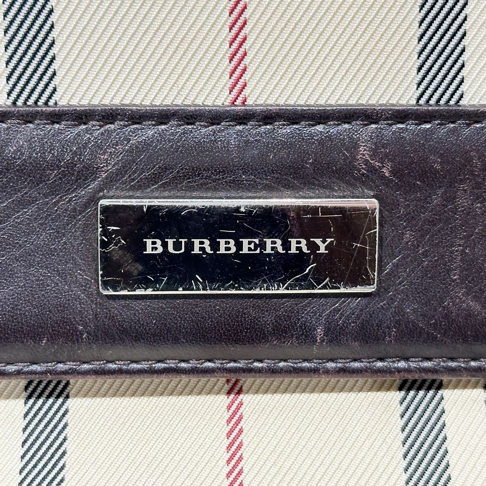 BURBERRY(バーバリー) ロゴ プレート チェック 斜め掛け ショルダーバッグ キャンバス/レザー レディース【中古B】20240727