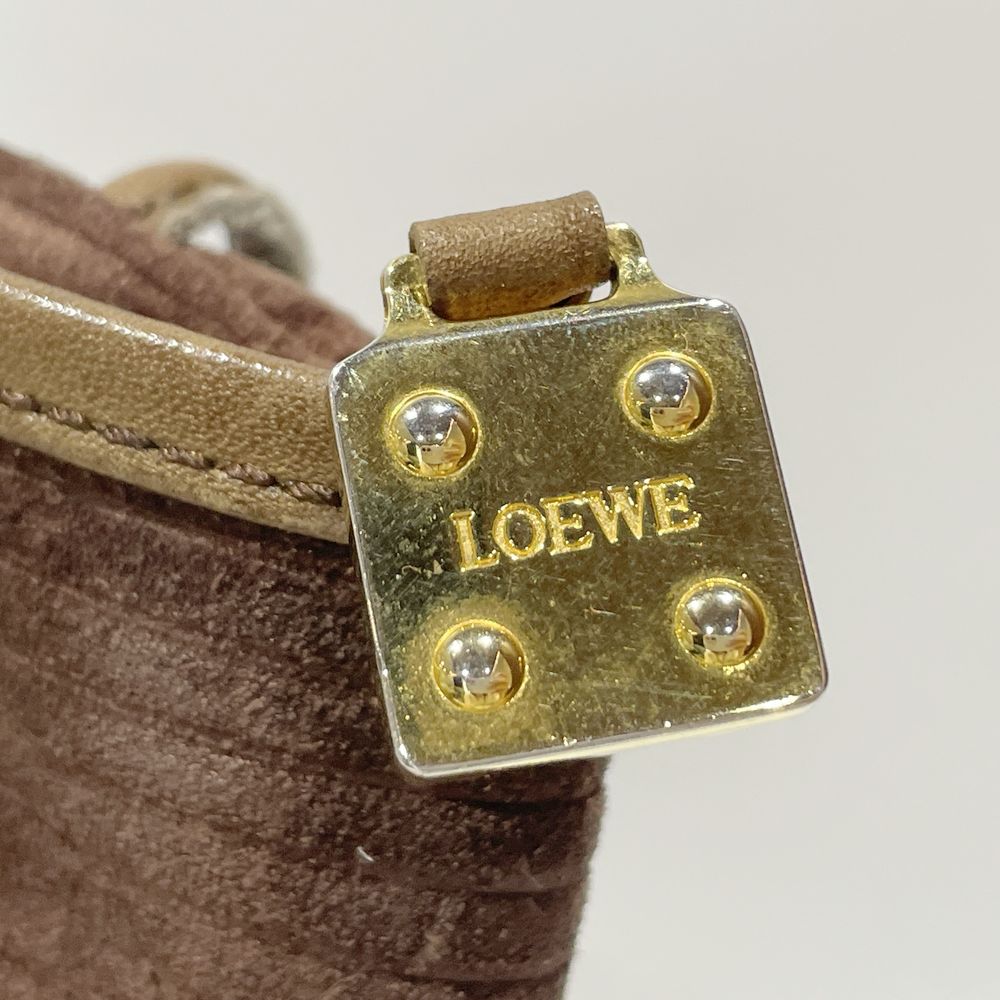 LOEWE(ロエベ) アナグラム ストライプ マチなし ヴィンテージ 斜め掛け ショルダーバッグ スエード/レザー レディース【中古B】20240727