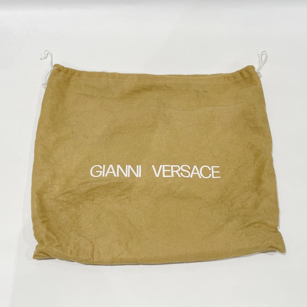 Gianni Versace(ジャンニ・ヴェルサーチ) ロゴ プレート 巾着 斜め掛け ヴィンテージ ショルダーバッグ レザー レディース【中古AB】20240727