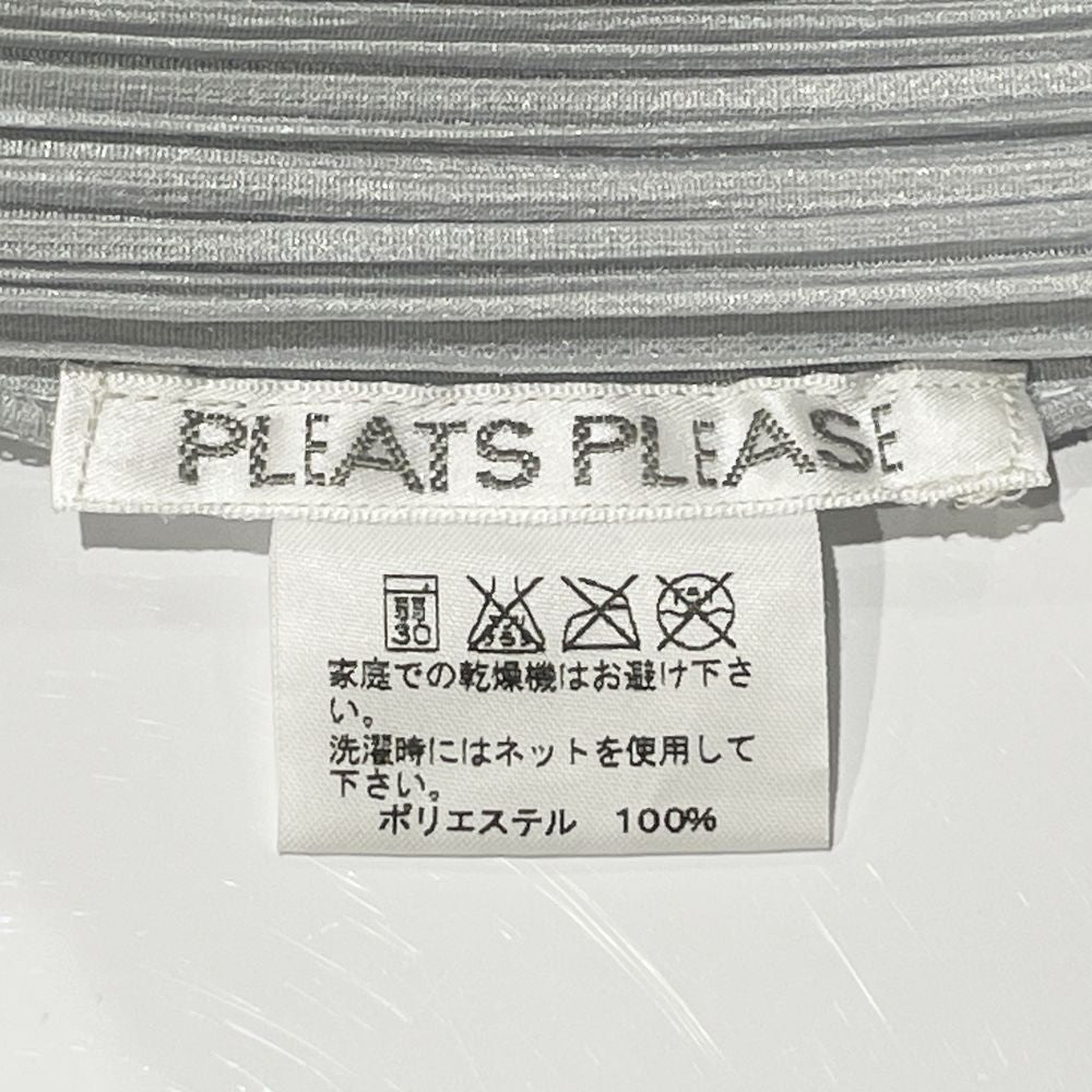 中古AB/使用感小】PLEATS PLEASE プリーツプリーズ イッセイミヤケ プリーツ加工 ハイネック ノースリーブ サイズ3 レディース  カットソー PP55-JK102 グレー20483520