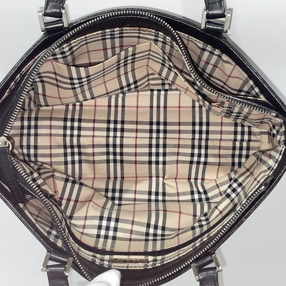 BURBERRY(バーバリー) ロゴ 内部チェック ハンドバッグ レザー レディース【中古B】20240803