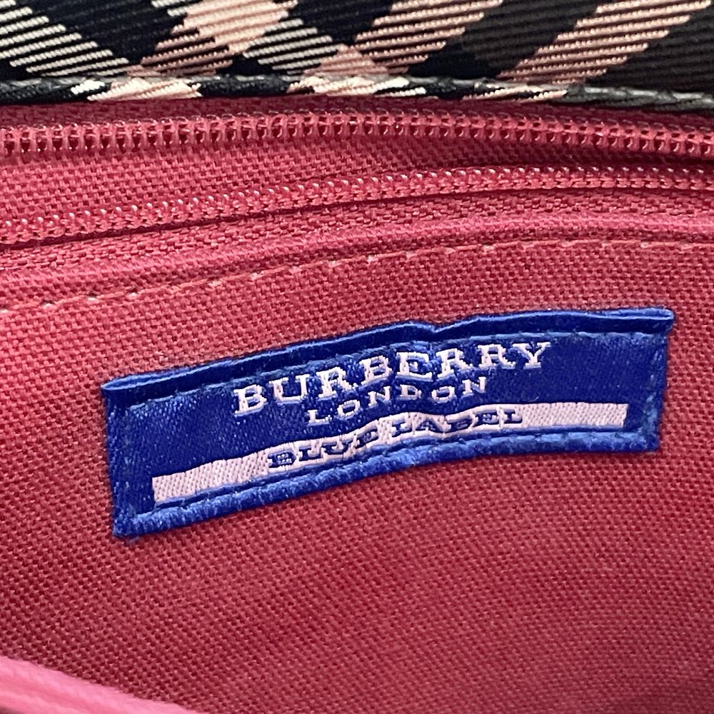 BURBERRY BLUE LABEL(バーバリーブルーレーベル) チェック スクエア型 肩掛け チャーム付き トートバッグ キャンバス/レザー レディース【中古B】20240803