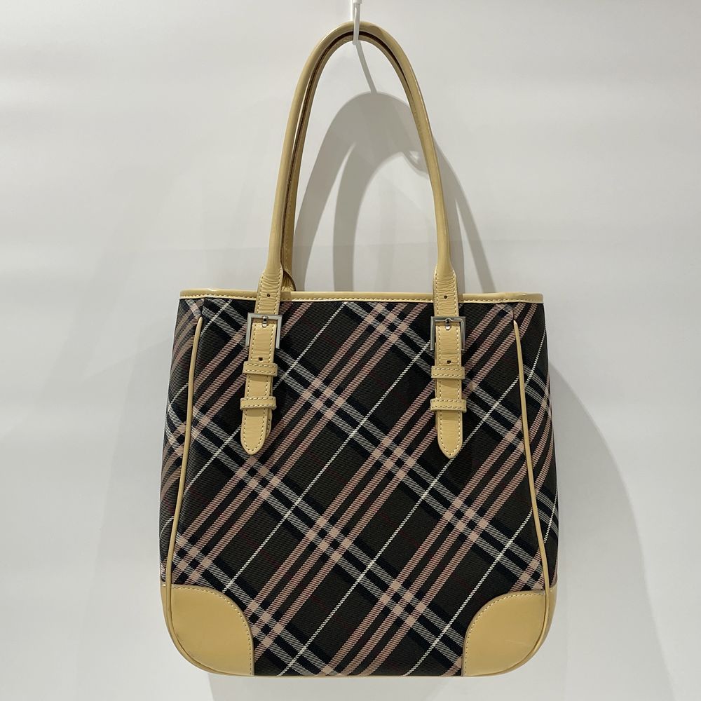 中古B/標準】BURBERRY BLUE LABEL バーバリーブルーレーベル チェック スクエア型 肩掛け チャーム付き レディース トートバッグ 20483947