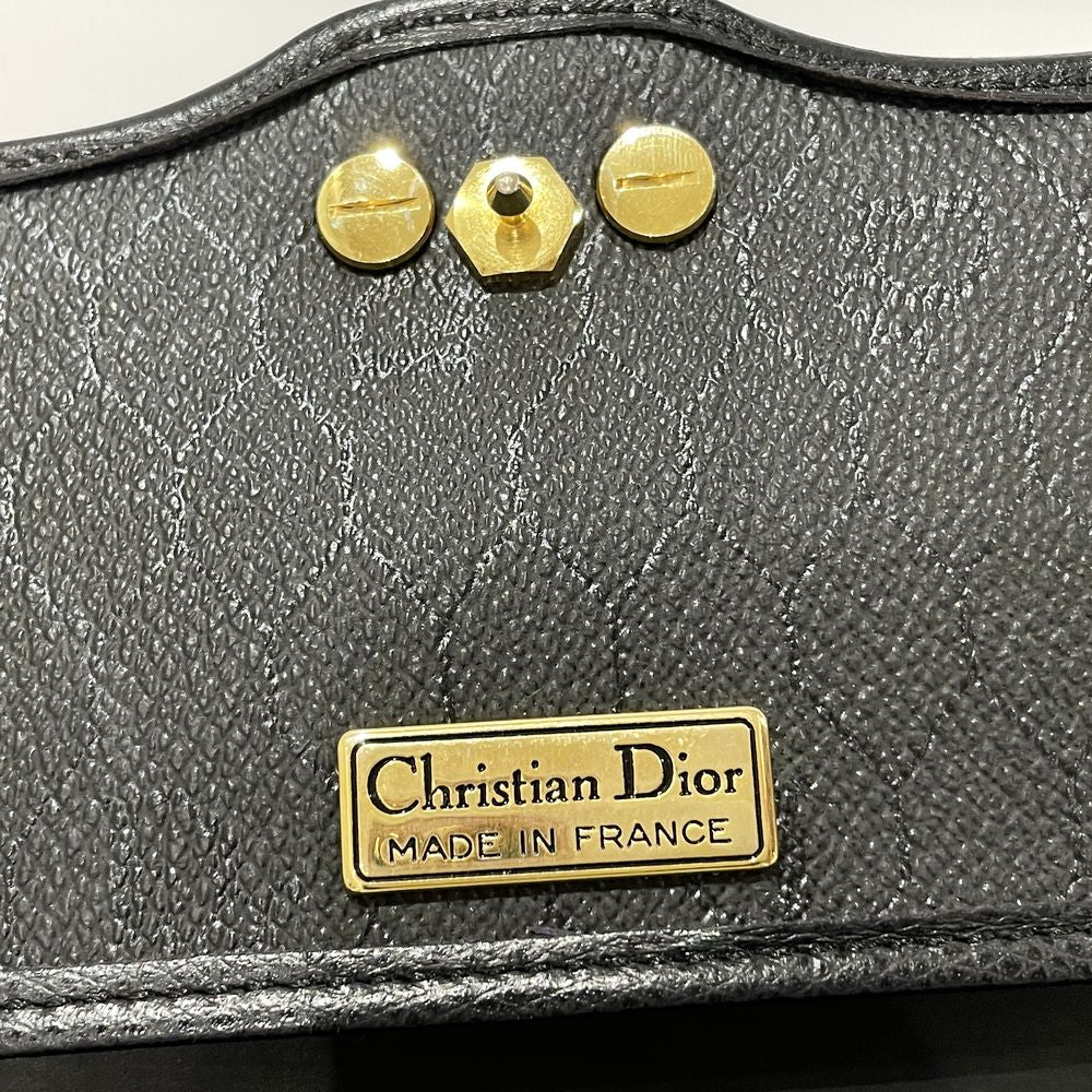 中古AB/使用感小】Christian Dior クリスチャンディオール ロゴプレート スクエア型 ミニ チェーン 斜め掛け ヴィンテージ レディース  ショルダーバッグ ブラック20483949