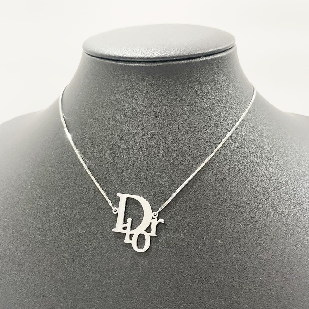 中古AB/使用感小】Christian Dior クリスチャンディオール ロゴ ヴィンテージ メタル レディース ネックレス シルバー20483976