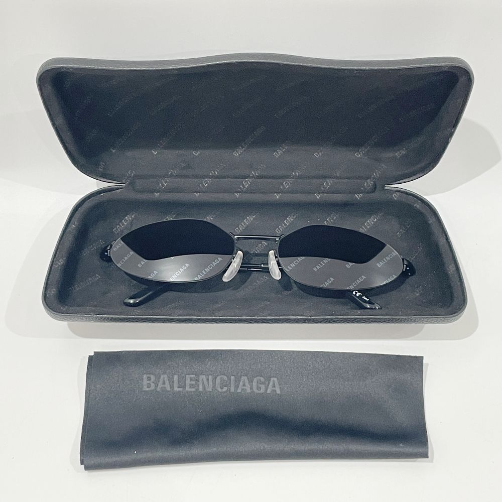 BALENCIAGA(バレンシアガ) レンズにロゴ☆ リムレス フチなし ロゴマニア BB0055S サングラス メタル/ ユニセックス【中古A】20240817