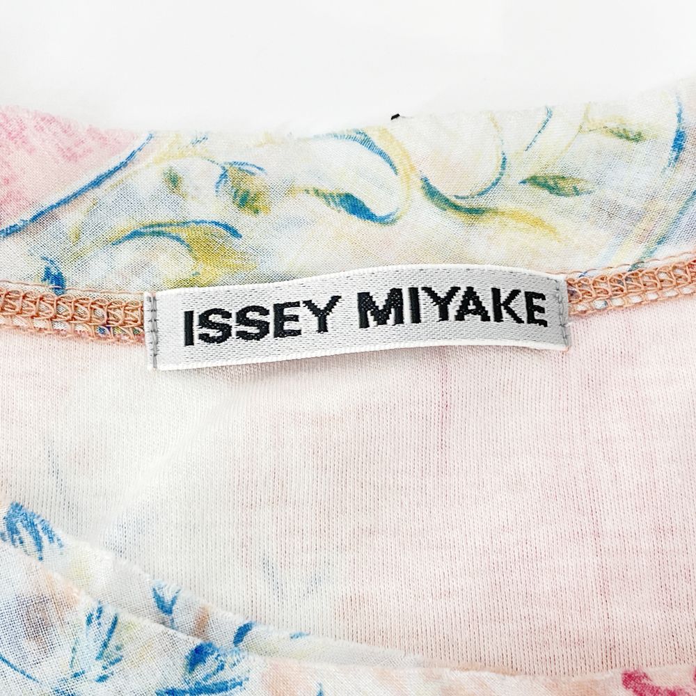 ISSEY MIYAKE(イッセイミヤケ) 花柄 ギャザー 半袖 サイズ2 IF44JK526 カットソー コットン レディース【中古B】20240804